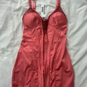 UO Pink Satin Slip Dress
